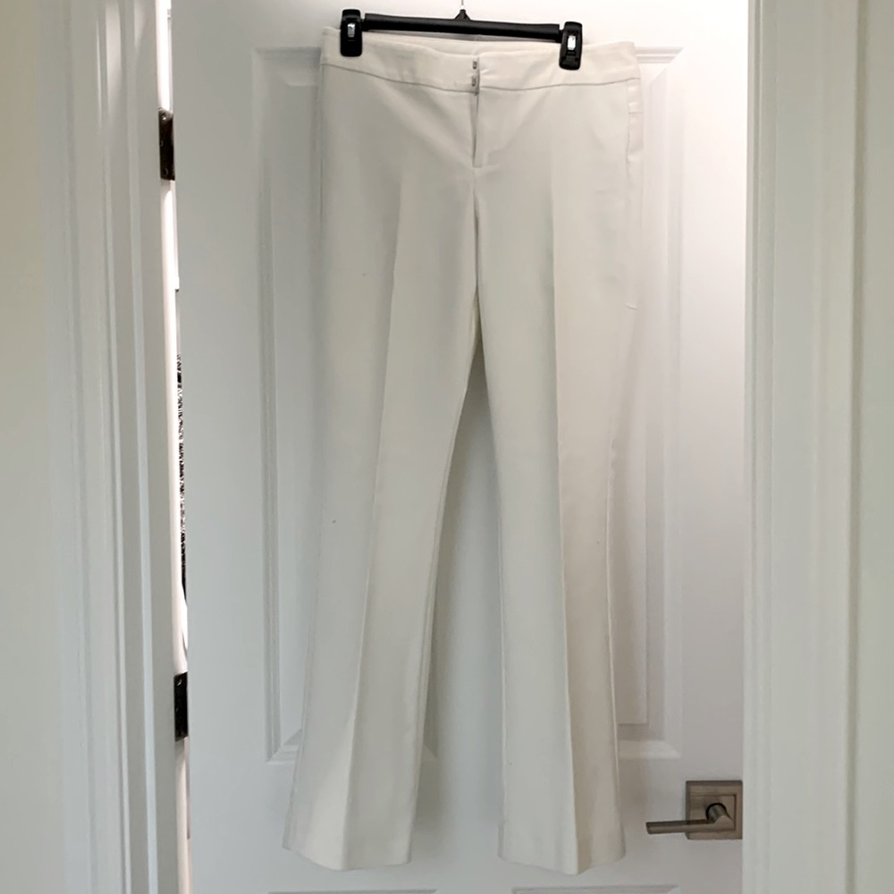 White cotton, slacks, straight leg bottom